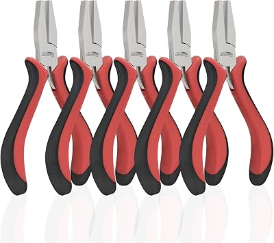 Flat Nose Pliers 5 - 5 Pack, Flat Jaw Pliers for Jewelry Making, DIY, Craft, Repairing