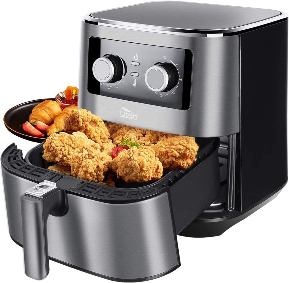 Uten Electric Air Fryer 5.5L XL with Basket, 1700W Air Fryer, Low Fat Fryer, Timer and Adjustable Temperature Quick Cooking