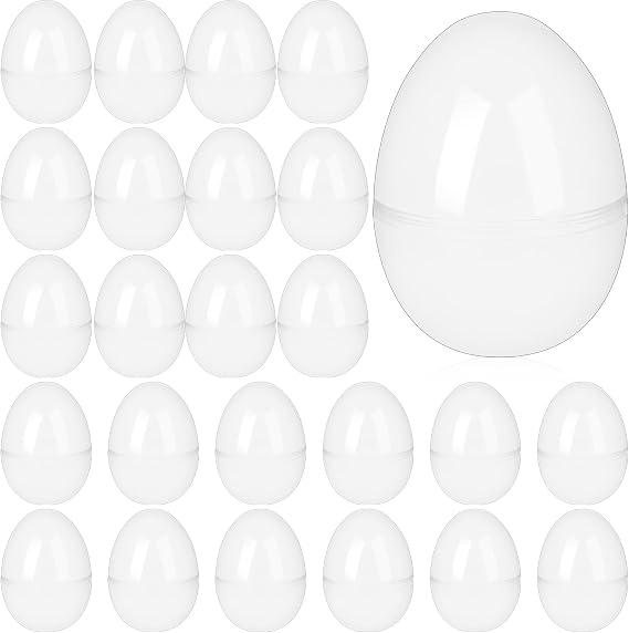 24 Pcs Easter Eggs Plastic Fillable Easter Eggs Bulk Empty Blank for Easter Basket Stuffers Fillers Easter Theme Party Favor Easter Hunt Stuffers Classroom Prize (Transparent)