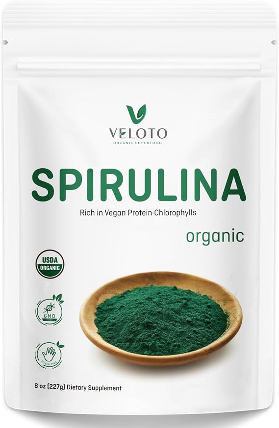 VELOTO Organic Spirulina Powder, Natural Green Superfood(8 oz)