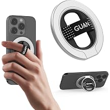 GUAN グアン 磁気電話ホルダー MagSafe対応 360スピン電話リングホルダー 交換用シリコン/ゴムストラップ 超薄型スナップグリップ iPhone 17、16、15、シリーズすべての電話に対応 ブラック