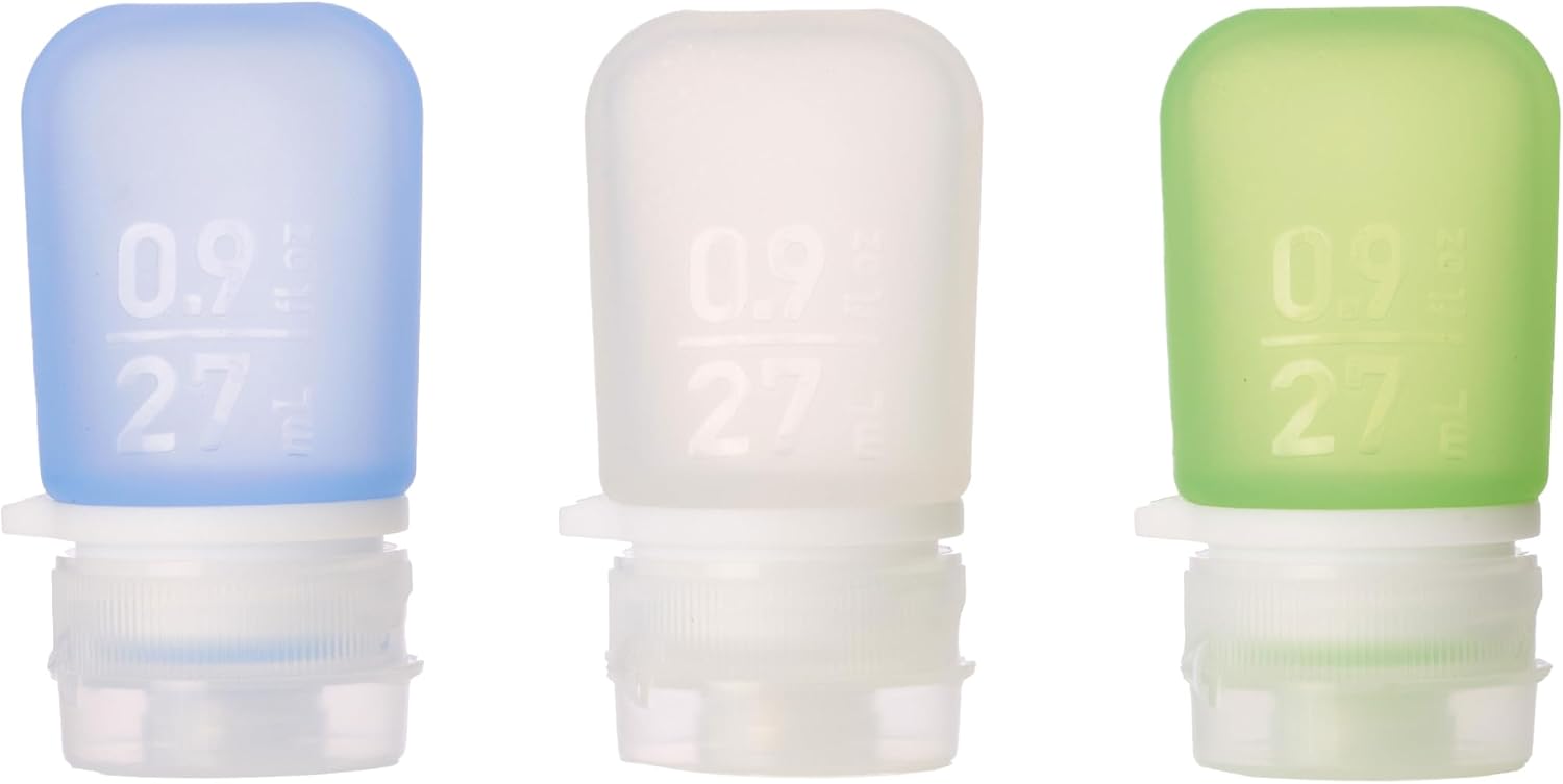humangear GoToob Mini - Small Silicone Travel Bottles for Toiletries, Shampoo & TSA Carry-On 3-Pack, 0.9 fl oz Each