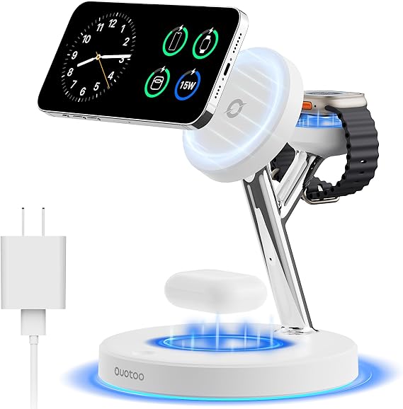 New 3 in 1 Charging Station for Apple Compatible with Magsafe Charger Stand for iPhone 17 16 15 14 13 12 Wireless Charging Station for AirPods Wireless Charger for iWatch Series