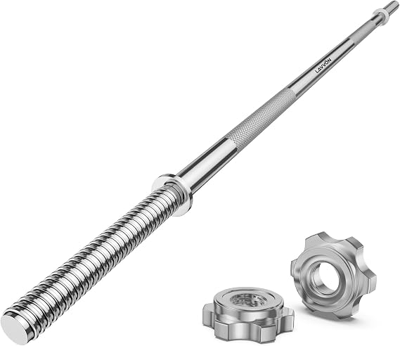 55" Weight Lifting Bar, 1"Standard Straight Barbell Bars for Weight lifting | Olympic Barbell Bar for Bench Press/Hip Thrusts/Squats/Lunges for Gym and Home, 2 Star Star-nuts (480lb Weight Capacity)