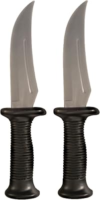 Star Power Halloween Weapon Fake Rubber Knife Black Grey 10 inches - Pack of 2