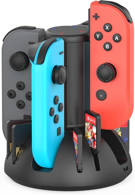 Controller Charging Dock for Nintendo Switch Joycon, MARSDOCK Charger Station Compatible with Switch OLED JoyCon, Controller Charger Stand Station with 8 Game Slots, 3.3FT Cable, LED