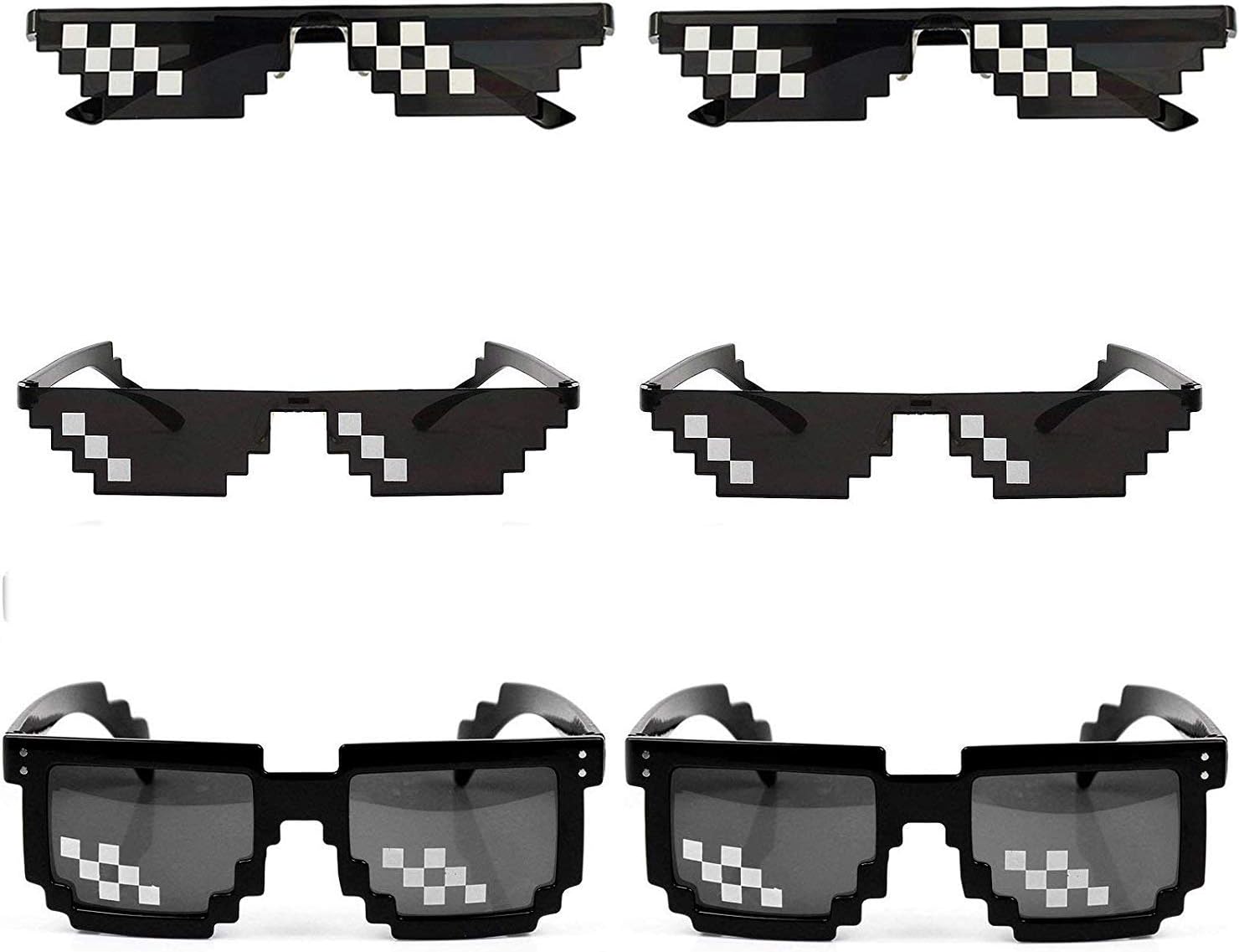 Thug Life Sunglasses, Thuglife Glasses for Men Women Kids Photo Props 8 Bit Pixel Mosaic Glass Unisex Sunglass Toy - Black