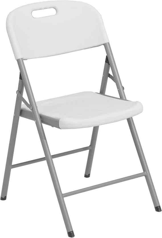 Granite White Folding Chairs, 4 Pack Heavy Duty Folding Chair, Durable, Versatile for Indoor or Outdoor Use, 330 Lb. Weight Capacity, Set of 4 per Box