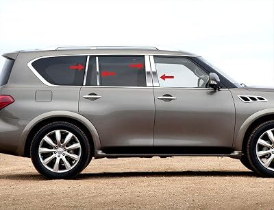 MaxMate Made in USA! Compatible with 2011-2013 Infiniti QX562014-2017 QX80 8PC Stainless Steel Chrome Pillar Post Trim