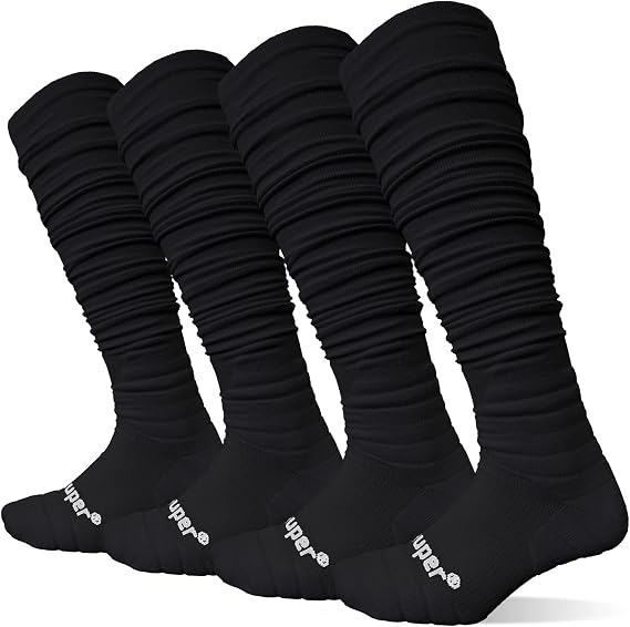 Youper Scrunch Padded Football Socks 2 Pack, Extra Long Sports Soccer Socks for Men & Boys