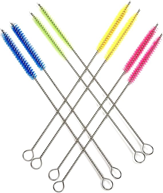 8PCS Long Straw Cleaners Metal Drinking Tube Brush Pipe Cleaners Straw Kit Glass Tube Brushes Nylon Tube Cleaner Straw Cleaning Brush