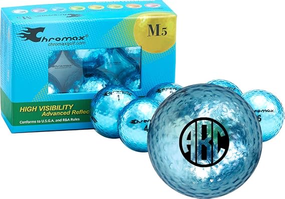 Chromax Metallic Blue Monogram Personalized M5 Golf Balls - 6-Pack