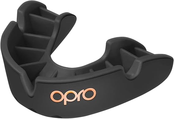 OPRO Bronze Level Moldable Mouth Guard Essential Fit (Black) Adult & Kids Boxing Mouthguard for MMA & Impact Sports, Easy Self-Fit Mouth Guard for Sports, Football & Hockey - Includes Case