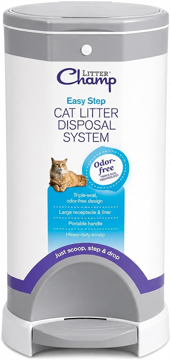 Litter Champ Cat Litter Disposal System, Hands-Free Pedal Trash Can