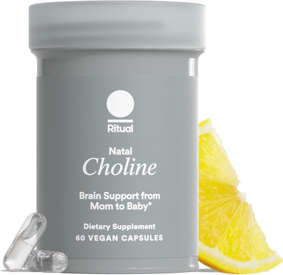 Ritual Natal Choline Supplement 550mg - 60 Capsules - 30 Servings | Support Babys Cognitive Function When Taken During Pregnancy and Postpartum Choline Content in Breastmilk* - Vegan - Citrus