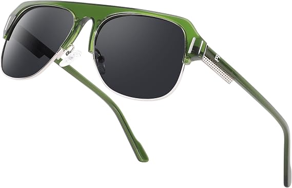 BIRCEN Acetate Polarized Sunglasses for Men: Classic Metal Frame Club Sun Glasses UV Protection for Driving Vacation Golf Green