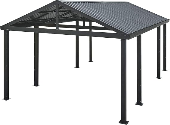 Sojag 20' x 12' Samara Carport with Aluminum Frame and 10' High Galvanized Steel Roof for Easy Drive Through Access