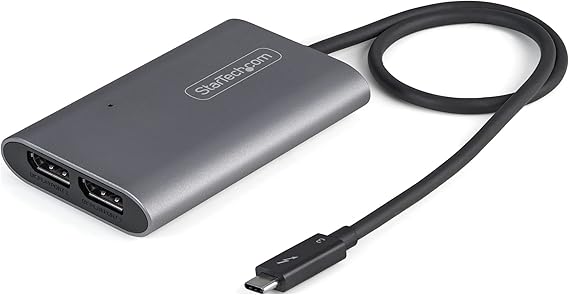 StarTech Thunderbolt to Dual DisplayPort 1.4 Adapter, Dual 4K 60Hz, HDR