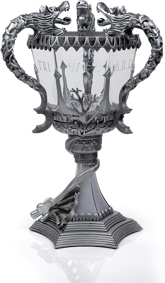 Harry Potter Triwizard Cup Battery Operated Mood Light | 13-Inch Tall LED Lamp,Silver
