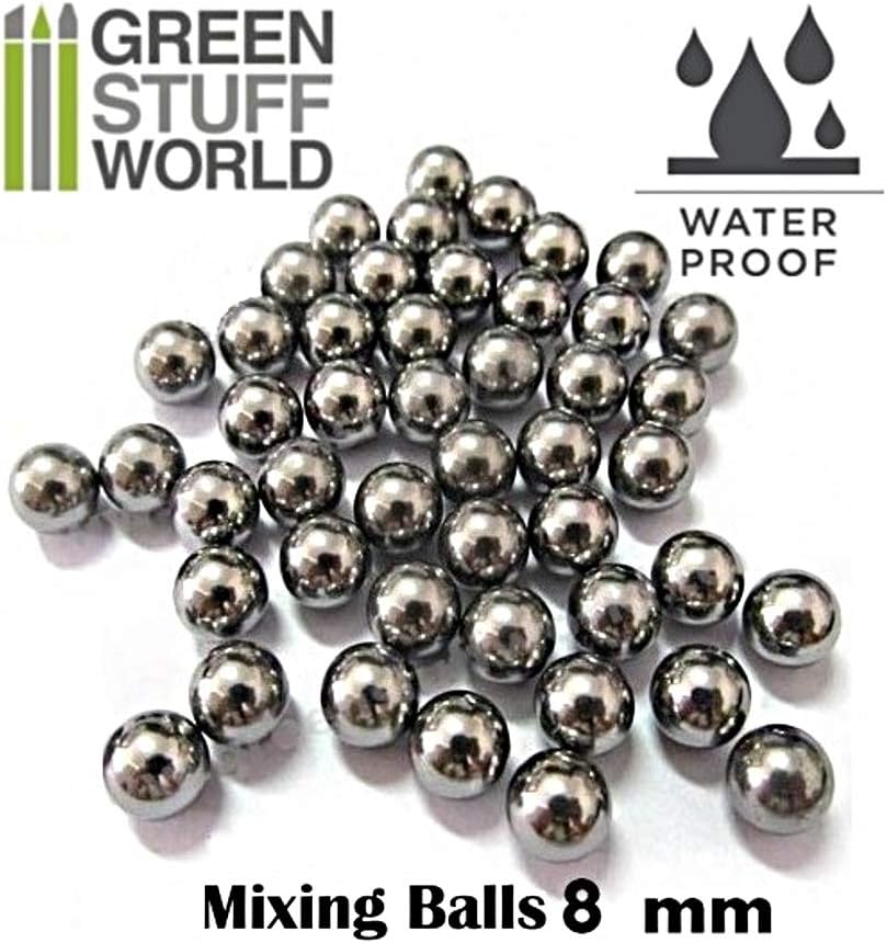 Green Stuff World Acrylic Paint Steel Mixing Balls for Modeling Paints 8mm 35 Pieces