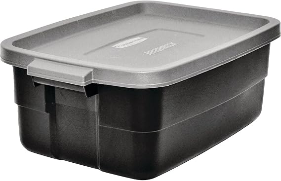 Rubbermaid Rmrt100007 10 Gallon Black/Cool Gray Roughneck Storage Tote