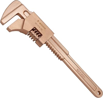 WEDO Non-Sparking 10 Adjustable Automotive Wrench,Wide Jaw Opening up to 62mm,250mm Adjustable Wrench,Beryllium Copper,Non-magnetic,BAM & FM Certificate,Versatile Use in Auto and Home Repairs