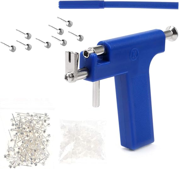 VANANA Stainless Steel Body Piercing Tool Kit Professional Ear Nose Navel Piercing Machine with Ears Studs Tools Earring Stoppers
