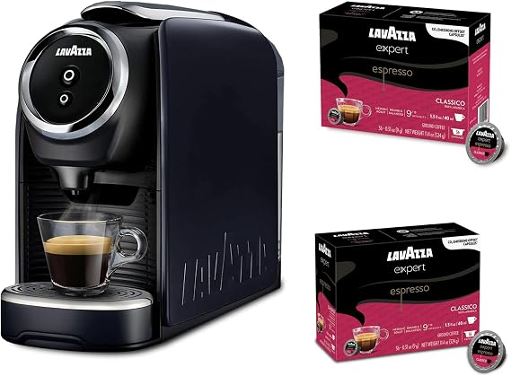 Lavazza Classy Mini Coffee Maker 72 Count Classico Espresso Capsules Compact Single-Serve Machine for Espresso & Lungo Compatible Expert Pods