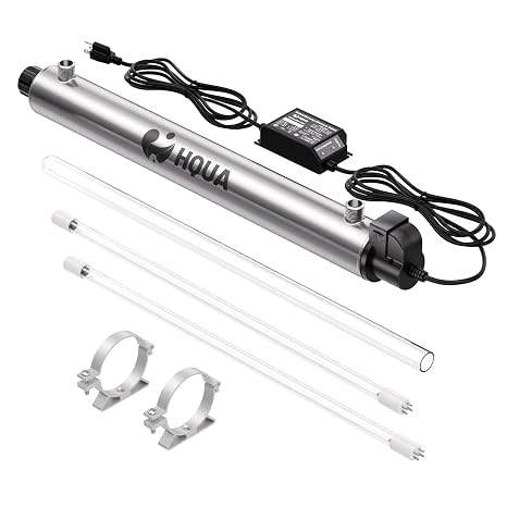 HQUA-OWS-6 120V 25W 1/2" MNPT Inlet/Outlet Small House,Kitchen Ultraviolet Water Purifier Filter, + 1 Extra UV Lamp