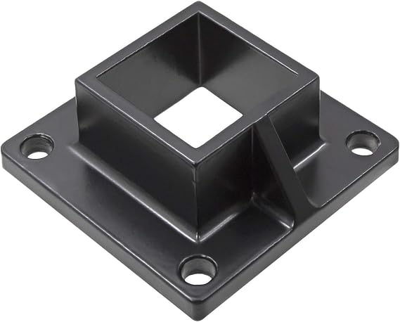 Floor Flange for 2" Square x 2" Square Aluminum Fence Posts - Deck Mount (Black)