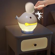 Wooden Fish Night Light with Mallet, Tap to Brighten Cute Night Light for Kids, 3 Levels Dimmable Whale Bedside Lamp for Bedroom, Girls Room Decor, Baby Gifts (Yellow)
