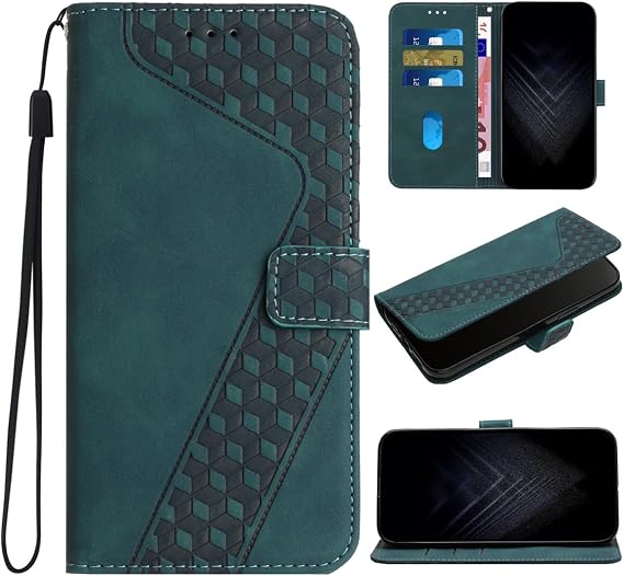 Compatible with vivo V29 Pro 5G, Leather Flip Protective Phone Wallet Cover with Card Holder Slots Shockproof Kickstand Case-Green