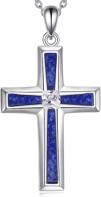 YAFEINI Religious Cross Pendant Necklace Sterling Silver Cross Pendant Jewelry Gifts for Men