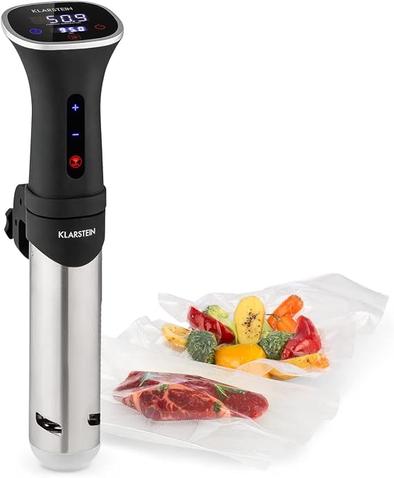 Klarstein Quickstick Smart - Sous Vide Cooker, 3D Circulation, App Control, Touch Display, Temp. Range: 20-95 ° C, Timer, 1200 Watts, Volume: 10-15 Litres, Min. Immersion Depth: 11 cm - Black