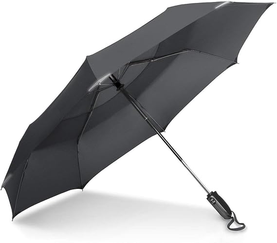 ShedRain WalkSafe Vented Auto Open Auto Close Compact Safety Umbrella: Charcoal