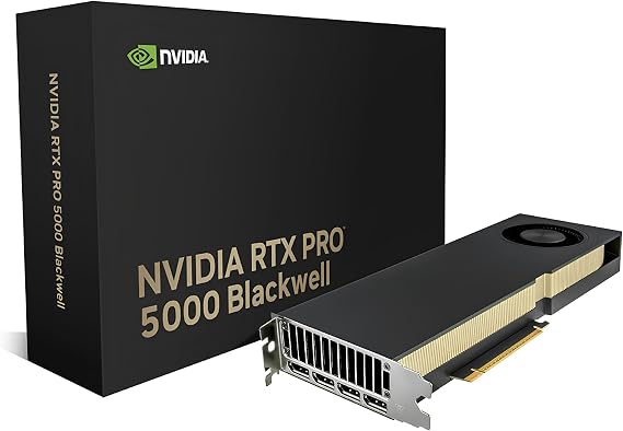NVIDIA RTX PRO 5000 Blackwell Graphics Card - 48GB GDDR7 ECC Memory, PCIe 5.0 x16, 4X DisplayPort 2.1b, Dual Slot Full Height AI Workstation GPU, Retail Packaging