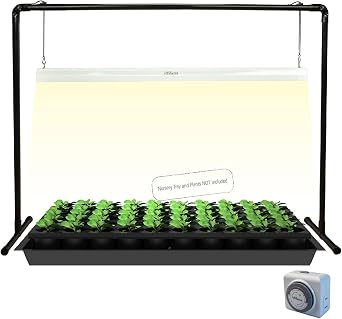 2 feet LED Grow Light Stand for Seedling,Iron Pipe Frame,with Natural White Light Full Spectrum LED Plant Growing Lamp, Light Height Ajustable,with Timer Outlet