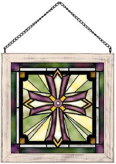 Wild Wings 5386497322 Royal Burst Cross Stained Glass Art, 9-inch Square