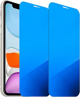 2 Pack Anti-Blue Privacy Tempered Glass for iPhone 11  iPhone XR Anti-Spy Screen Protector Film Electroplated Blue 6.1 inch