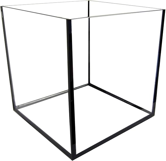 2 Gallon Rimless Desktop Aquarium - 7.9375x7.9375x7.9375 INCHES (20CMx20CMx20CM) - Includes Free Leveling Pad - Commercial Grade Black Sealant
