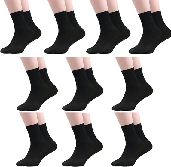Muloo 10Pairs Silk Sheer Crew Socks Ultrathin Breathable Dress Socks Soft Athletic Socks for Men Summers Ankle Socks, Size: Men's One Size (39-43), Black