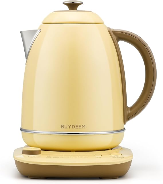 BUYDEEM K740 Electric Kettle with Temperature Control, Mellow Yellow, 1.7L | Stainless Sreel, 12H Keep Warm, Quick Boil, Hot Water Boiler, for Tea Coffee Milk, Long-lasting keep warm