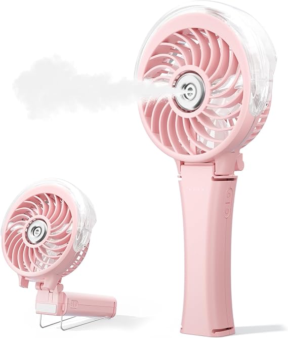 HandFan Upgraded Portable Handheld Misting Fan, Personal Mister Fan Rechargeable, Spray Water Mist Fans, Foldable Mini Cooling Hand Fans for Beach,
