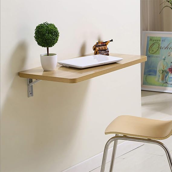 Wall-Mounted Folding Drop-Leaf Table, Foldable Computer Desk, Home Office Table Kitchen & Dining Table Desk, Space Saving Hanging Table, Easy to Assemble
