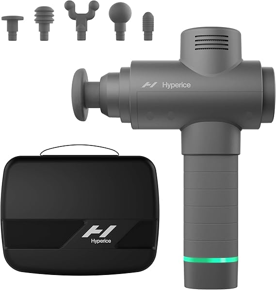Hypervolt 2 - Featuring Quiet Glide Technology - Handheld Percussion Massage Gun | 3 Speeds, 5 Interchangeable Heads | Helps Relieve Sore Muscles and Stiffness (Hypervolt 2 w/Carrying Case)