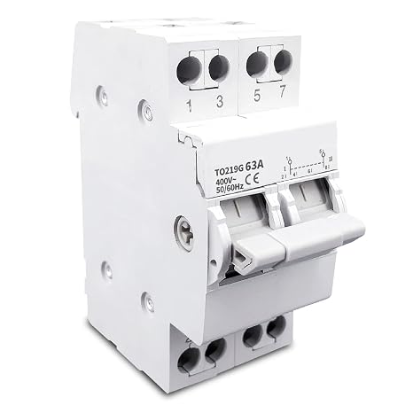 TO219G Manual Transfer Switch, 63A 400V Dual Power Circuit Breaker, 2-Pole Interlock Switch (63A)