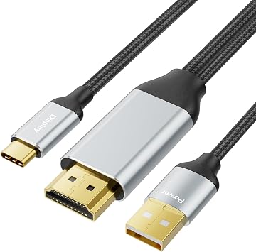 HDMI to USB C Cable Adapter 4K@60Hz 6ft, HDMI 2.0 Input to USB Type C Output Display Converter, USB Powered, Compatible with Xreal Air, Nreal Air, Cover Base