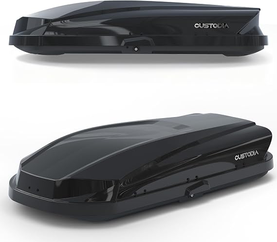 14 Cu Ft Hard Shell Roof Cargo Box, Black, Double Side Opening