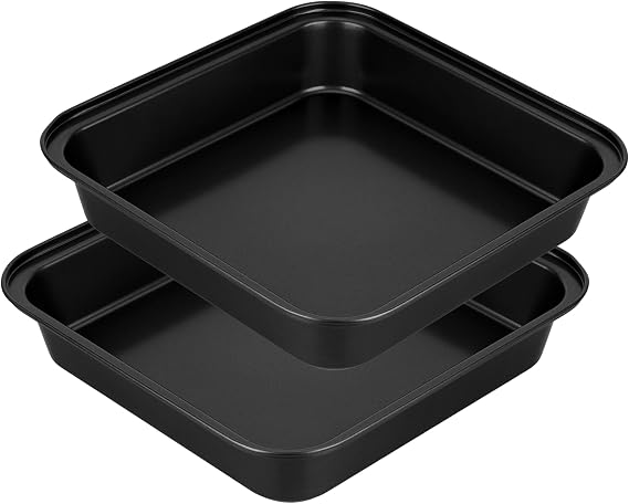 2 Pcs Carbon Steel Square Cake Tin, 9 Inch | Non-Stick, Deep Baking Pan, for Home Wedding Birthday Party