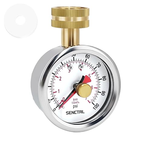 SENCTRL 0-100 Psi Lead-Free Water Pressure Gauge Test with Lazy Hand